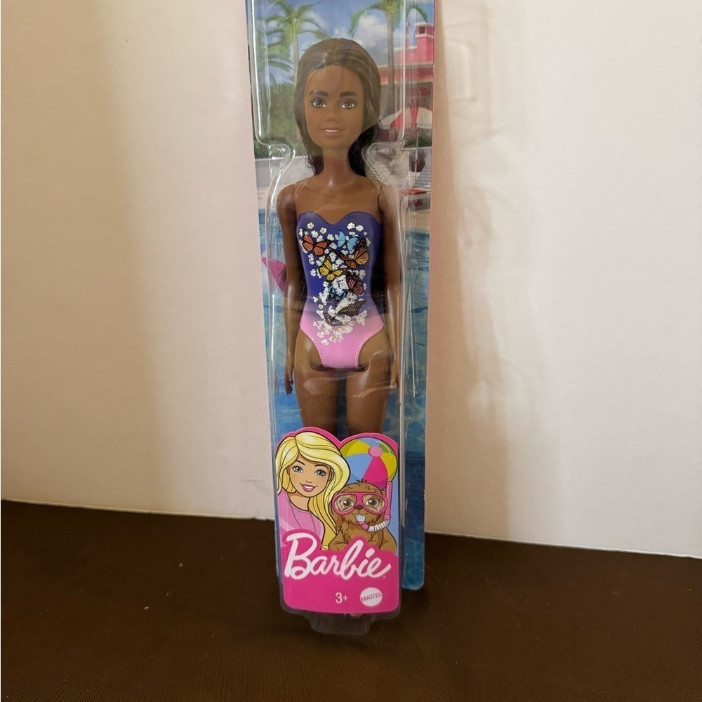 Barbie Doll with Blue and Pink Swimsuit African American Doll Beach Swim